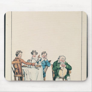 Qui dort dine', caricature of a man sleeping mouse mat