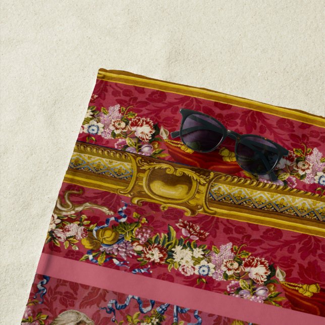 Quichotte Girly Baroque Old World Beach Towel (In Situ)