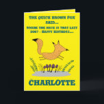 Quick Brown Fox and lazy dog Folding Birthday Card<br><div class="desc">Forget plain cards,  this foxy trickster delivers birthday giggles faster than you can say lazy dog!</div>