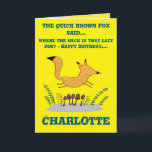 Quick Brown Fox and lazy dog Folding Birthday Card<br><div class="desc">Forget plain cards,  this foxy trickster delivers birthday giggles faster than you can say lazy dog!</div>