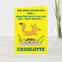 Quick Brown Fox and lazy dog Folding Birthday