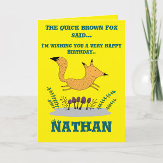 Quick Brown Fox Folding Birthday Card