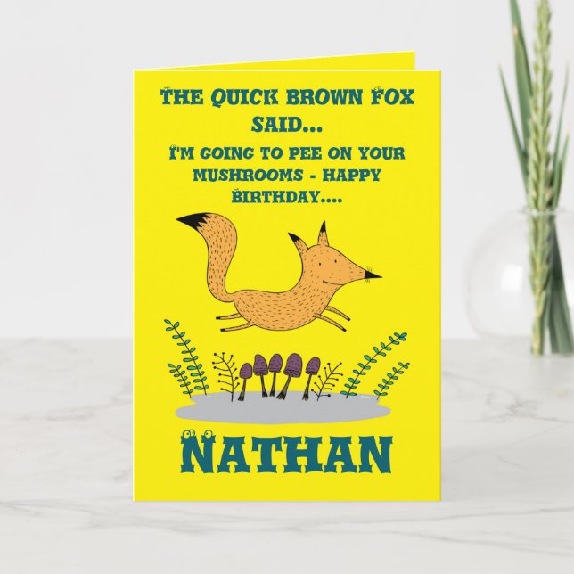 Quick Brown Fox needs to Pee Folding Birthday Card (Front)
