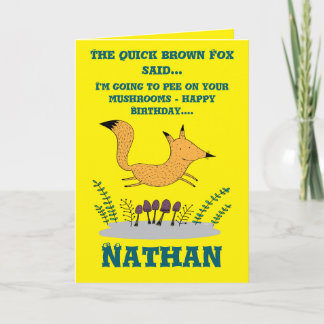 Quick Brown Fox needs to Pee Folding Birthday Card