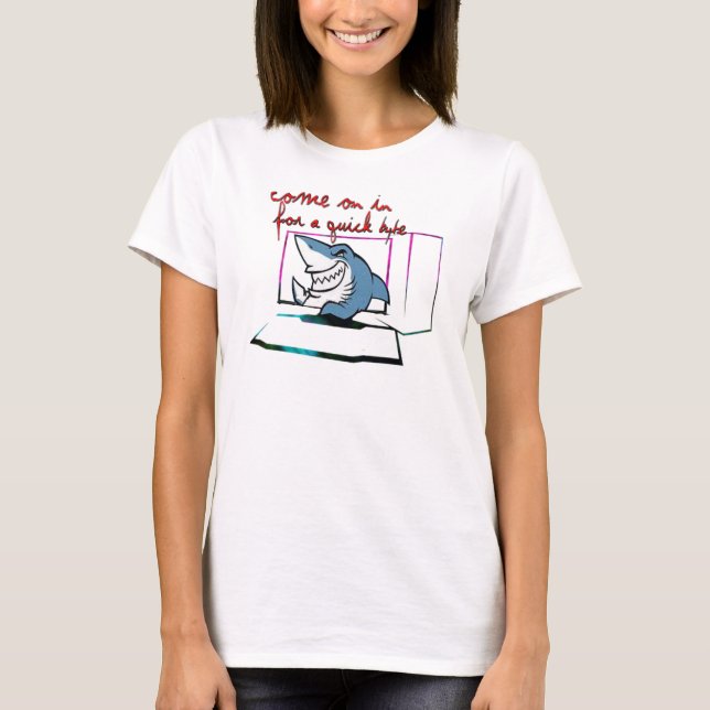 quick byte (bite) funny shark tank top design (Front)