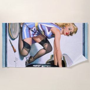 Quick Change by Gil Elvgren Beach Towel