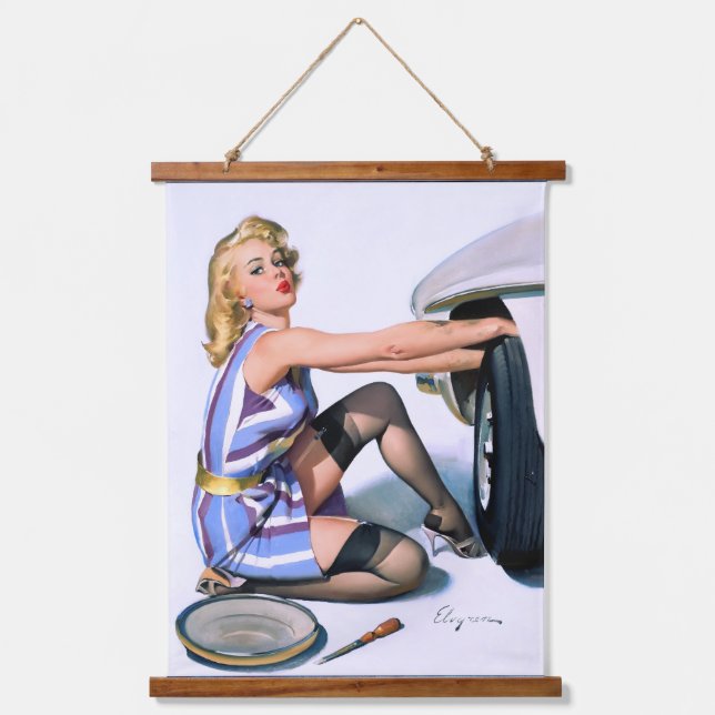 Quick Change by Gil Elvgren Hanging Tapestry (Front)