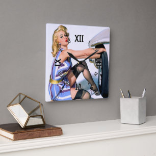 Quick Change by Gil Elvgren Square Wall Clock