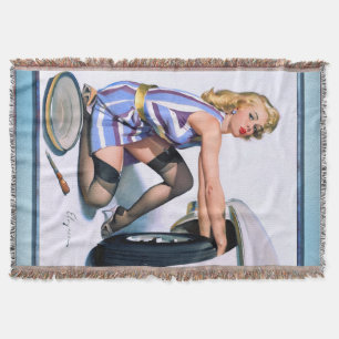 Quick Change by Gil Elvgren Throw Blanket