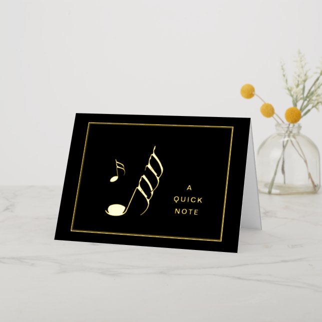 Quick Note Hemidemisemiquaver Gold Foil Note Card (Gold Flower)