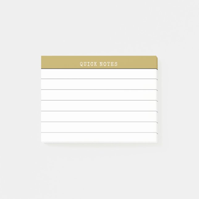  Quick Notes To Do Gold Border Minimalist Lined  (Front)