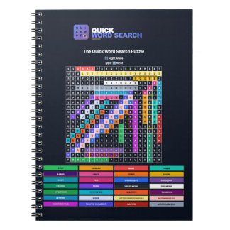 Quick Word Search Puzzle Notebook Night Mode