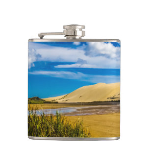 Quicksand stream near 90-Mile Beach, New Zealand Hip Flask