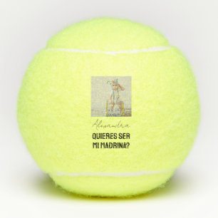 Quieres Ser Mi Madrina Godparent Proposal Player Tennis Balls