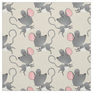 Quiet as a Mouse Cute Animal Pattern Fabric