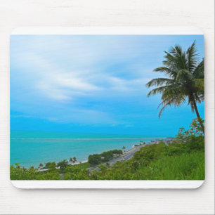 Quiet beach with coconut tree mouse mat
