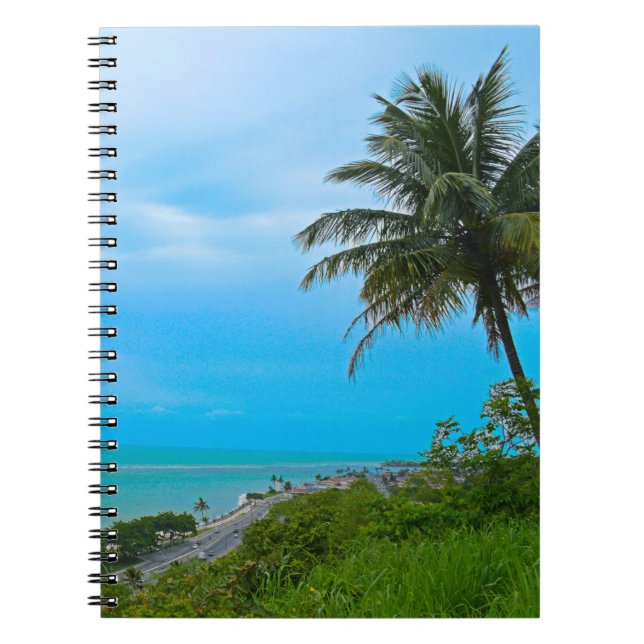 Quiet beach with coconut tree notebook (Front)