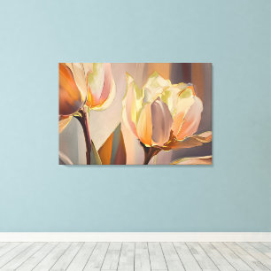 Quiet Bloom – Abstract Tulips In Soft Gold Canvas Print