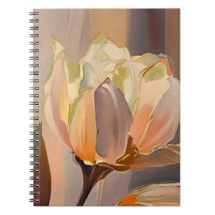 Quiet Bloom – Abstract Tulips In Soft Gold Notebook