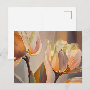 Quiet Bloom – Abstract Tulips In Soft Gold Postcard