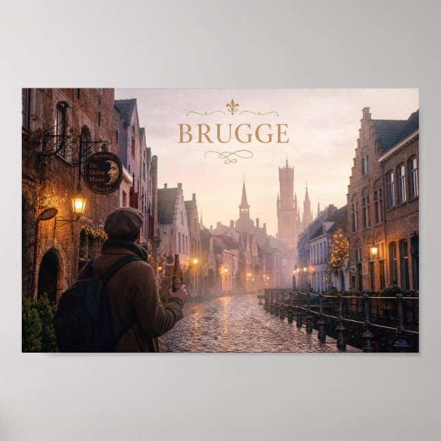 Quiet Bruges Brewery Street Scene Poster (Front)