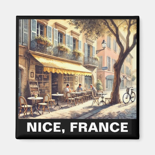 Quiet Cafe in Nice France Mug Magnet (Front)