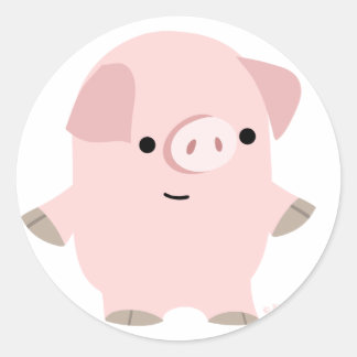 Quiet Cartoon Pig round sticker