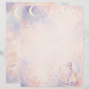 Quiet Cat in Moonlight Custom Letterhead