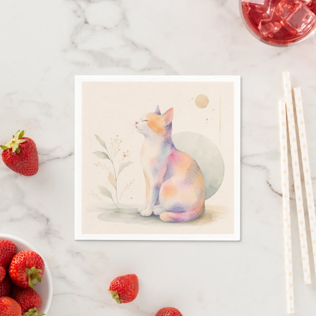 Quiet Cat in Moonlight Napkin (Insitu)