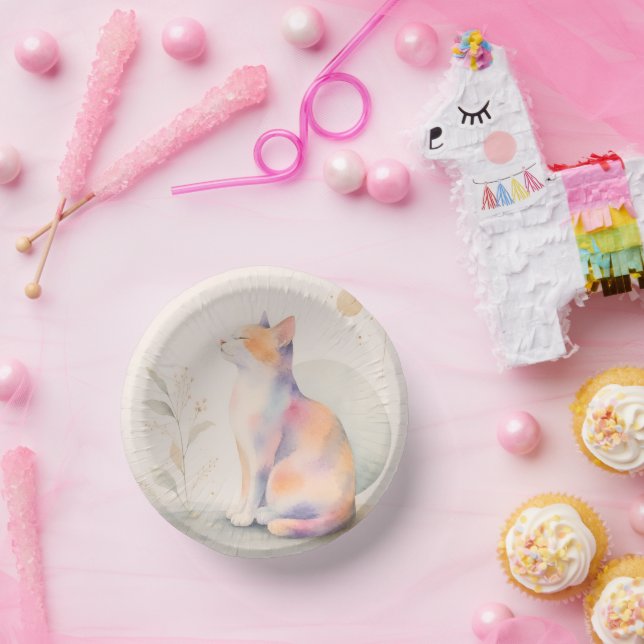 Quiet Cat in Moonlight Paper Plate (Party)