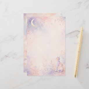 Quiet Cat in Moonlight Stationery