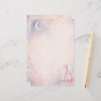 Quiet Cat in Moonlight Stationery