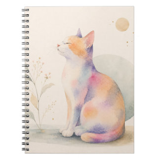 Quiet Cat in Moonlight - Watercolor Cat Notebook