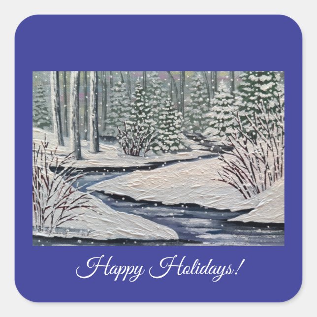 Quiet Christmas Forest Square Sticker (Front)