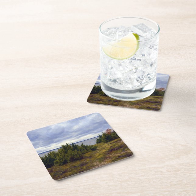 Quiet Coast of Vormsi Square Paper Coaster (Insitu)