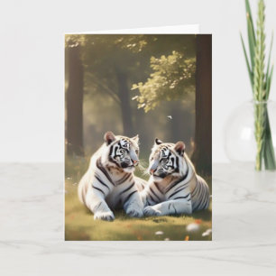 Quiet Companions – White Tigers Greeting Card