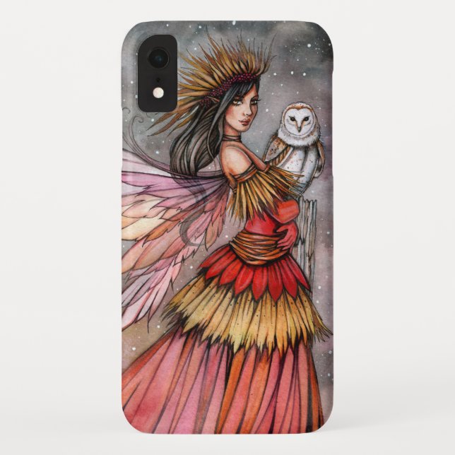 Quiet Ember Fairy and Owl Fantasy Art Case-Mate iPhone Case (Back)