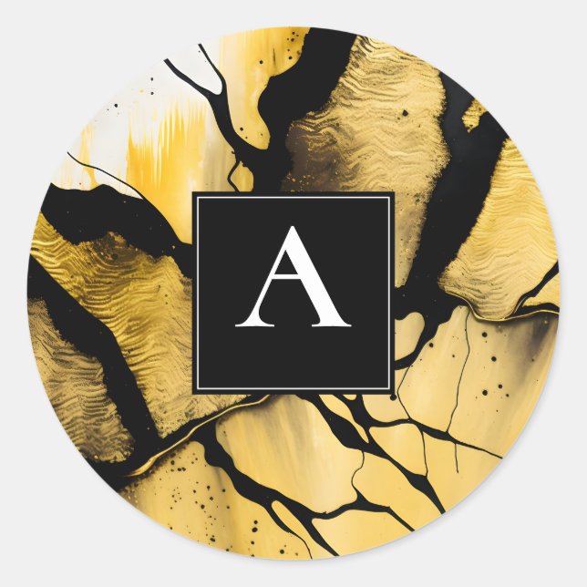 Quiet Emergence | Modern Gold Abstract Design Classic Round Sticker (Front)