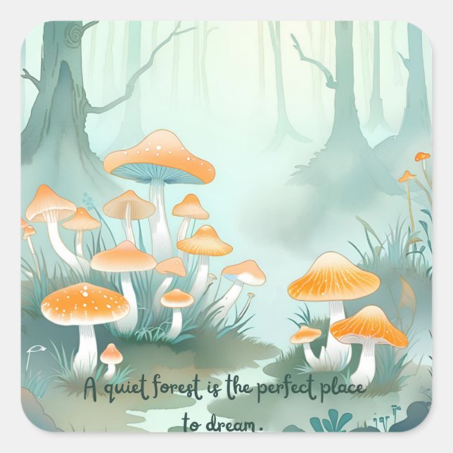 Quiet Forest Dreaming – Mushroom Forest Sticker (Front)