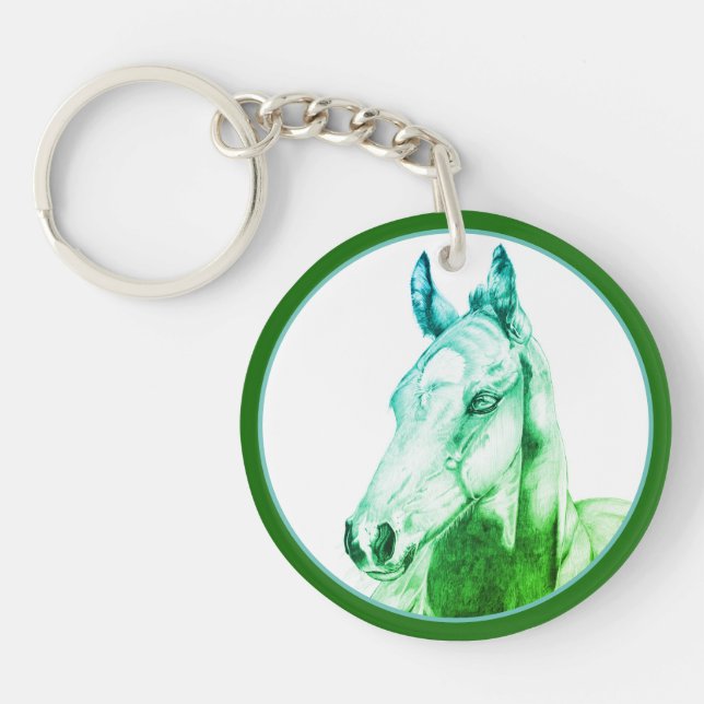 Quiet Gaze (green) Key Ring (Front)