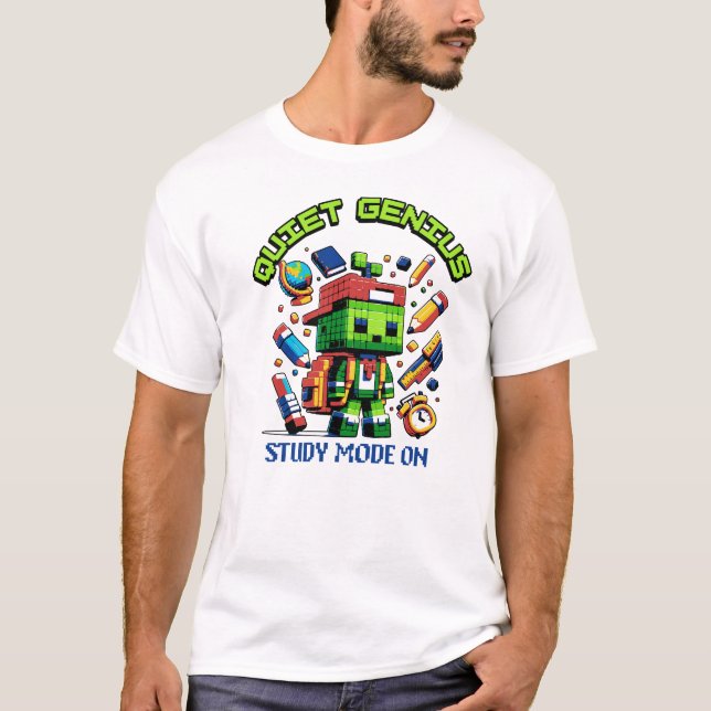 Quiet Genius Pixel  Study Mode On Back to school T-Shirt (Front)