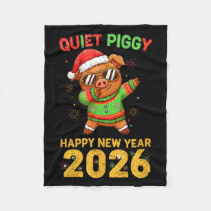 Quiet Ggy Happy New Year 2026 Cute Animal Fleece Blanket
