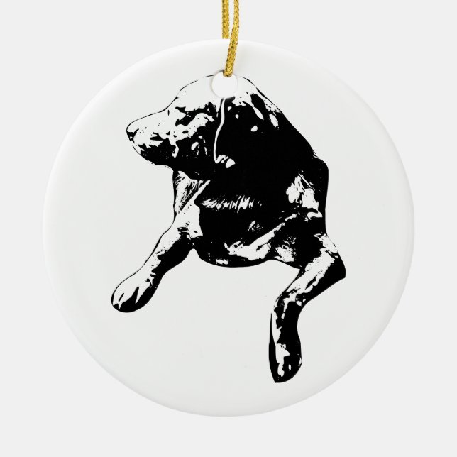 Quiet Hearth Glow, Lab Keepsake Ceramic Tree Decoration (Front)