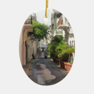 Quiet Little Street of Puerto Rico Ceramic Tree Decoration