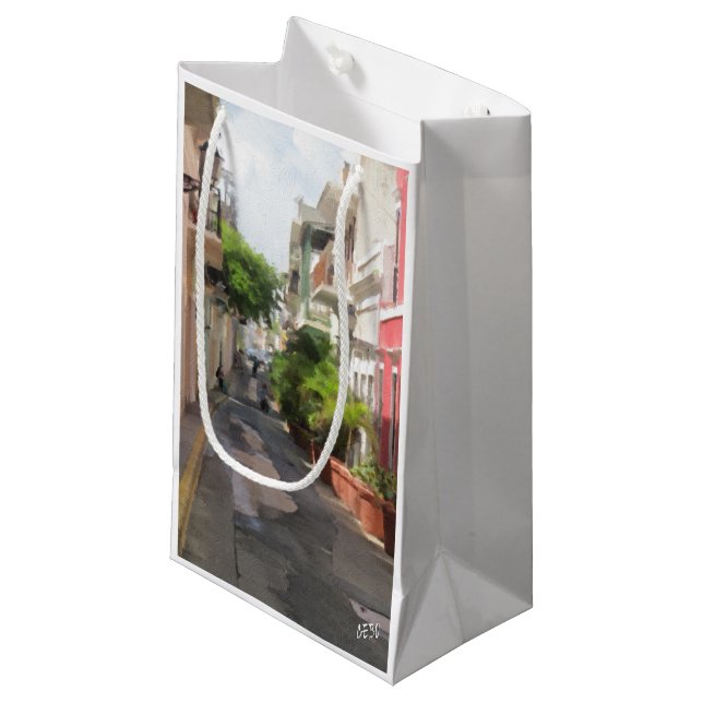 Quiet Little Street of Puerto Rico Small Gift Bag (Front Angled)