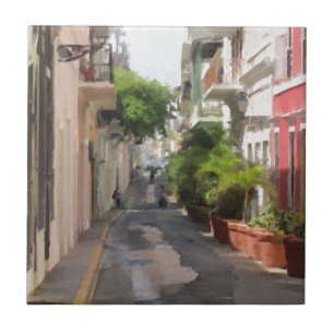 Quiet Little Street of Puerto Rico Tile
