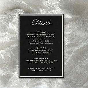 Quiet Luxury Black Wedding Details Enclosure Card