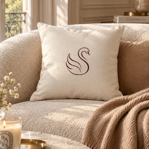 Quiet Luxury Minimalist Swan Accent Pillow Neutr