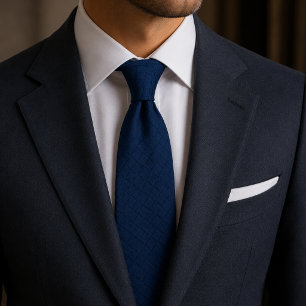 Quiet Luxury Navy Blue Basketweave Textured Tie