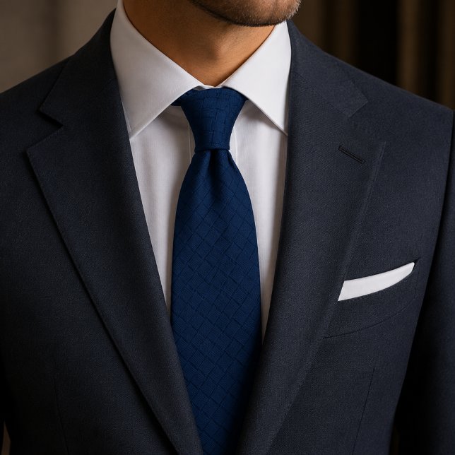 Quiet Luxury Navy Blue Basketweave Textured  Tie (Creator Uploaded)